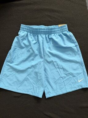 Nike Men’s Sky Blue Athletic Shorts with White Swoosh